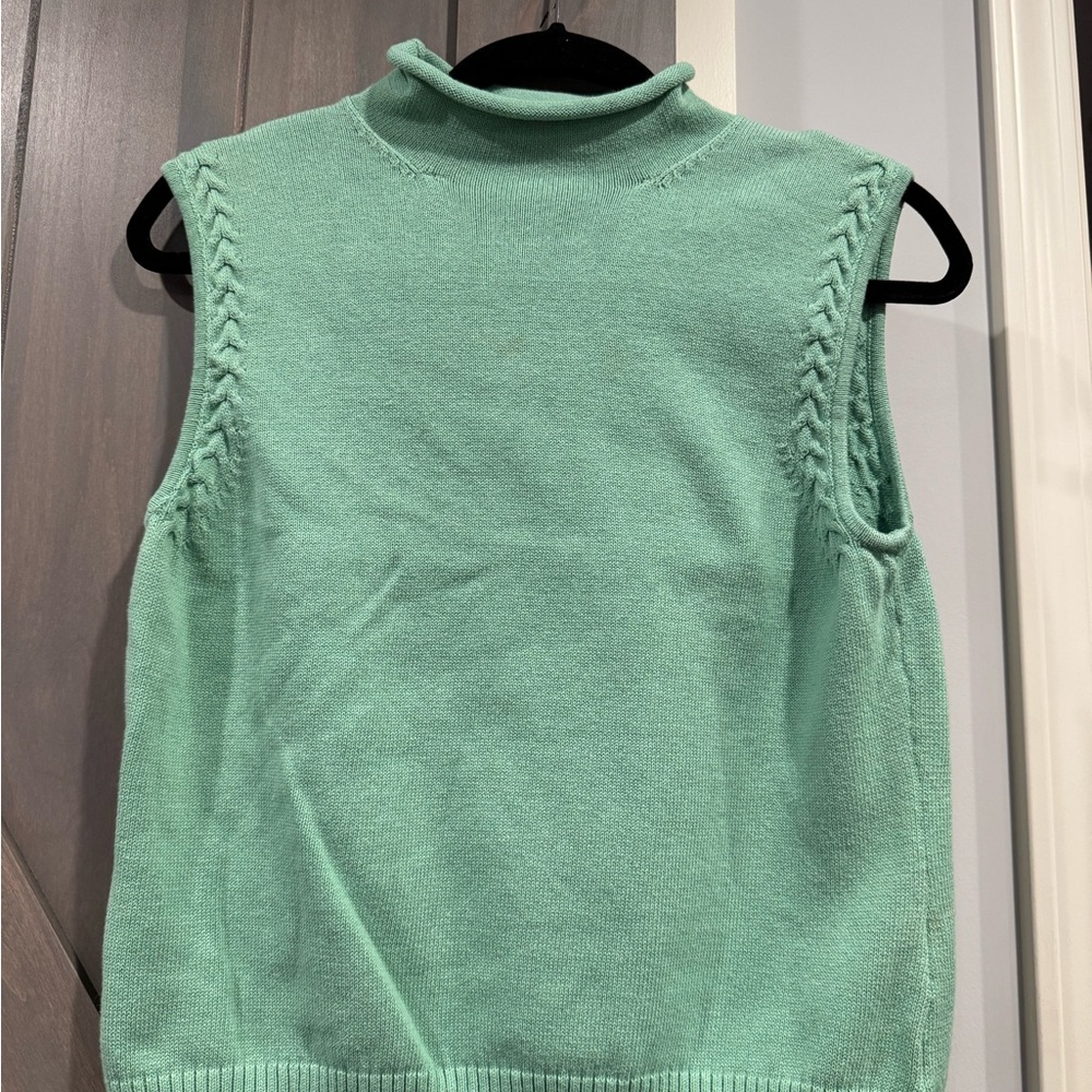Izod Green Cowl Neck Sweater with Cable Knit Details